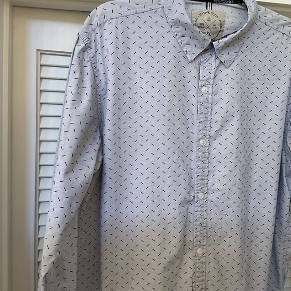 Men’s Native Code Blue Geometric Button Front Cotton Casual Shirt Long Sleeve XL - Picture 5 of 12